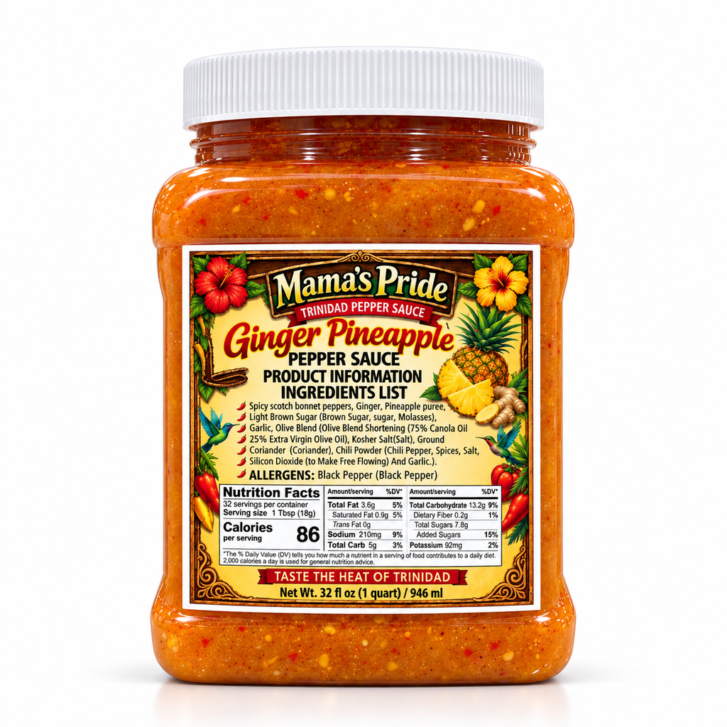 Mama's Pride Pepper Sauce - Ginger Pineapple - 32oz Family Size