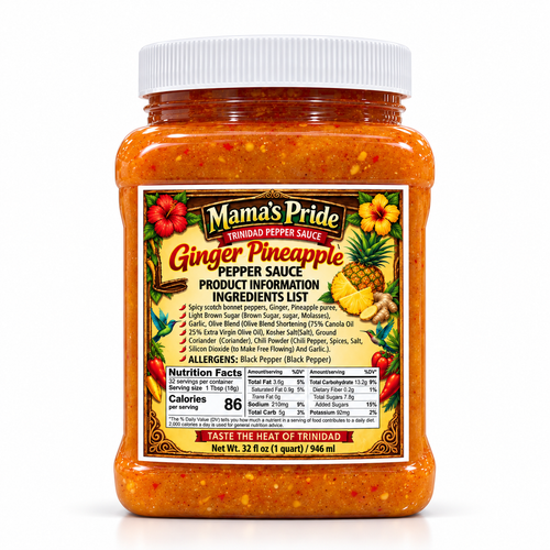 Mama's Pride Pepper Sauce - Ginger Pineapple - 32oz Family Size
