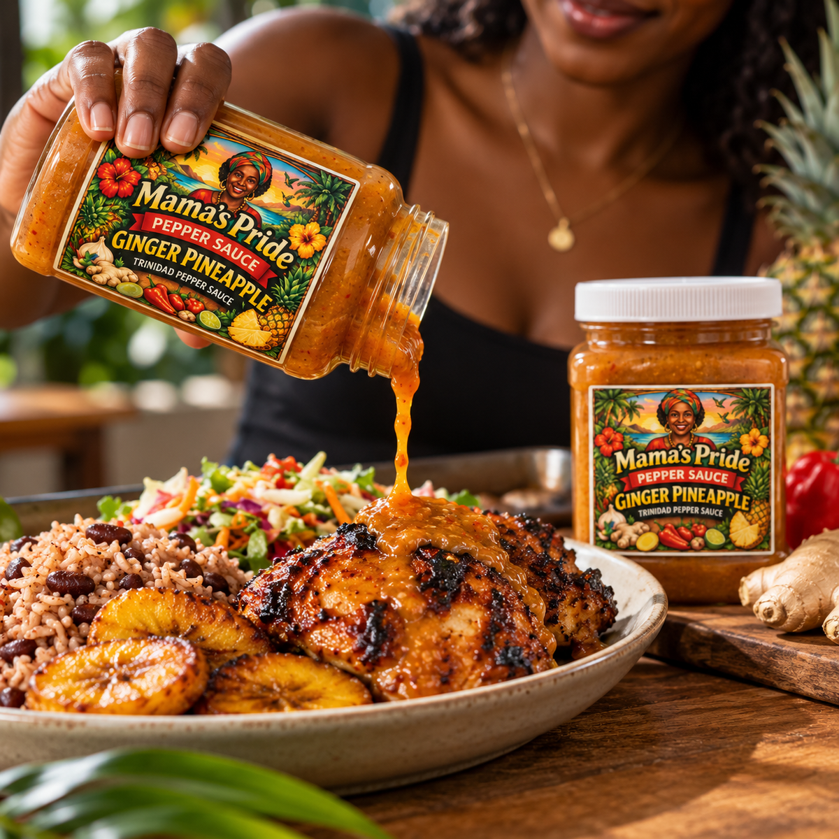 Mama's Pride Pepper Sauce - Ginger Pineapple - 32oz Family Size